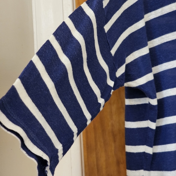 H&M L.O.G.G Navy Royal Blue Stripe 3/4 Sleeve Top, Size M - Picture 4 of 6